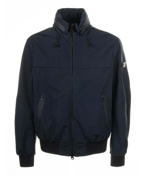 Navy blue jacket with zip and collar