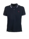 Blue polo shirt with contrasting logo