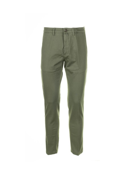 Military green trousers in cotton and linen