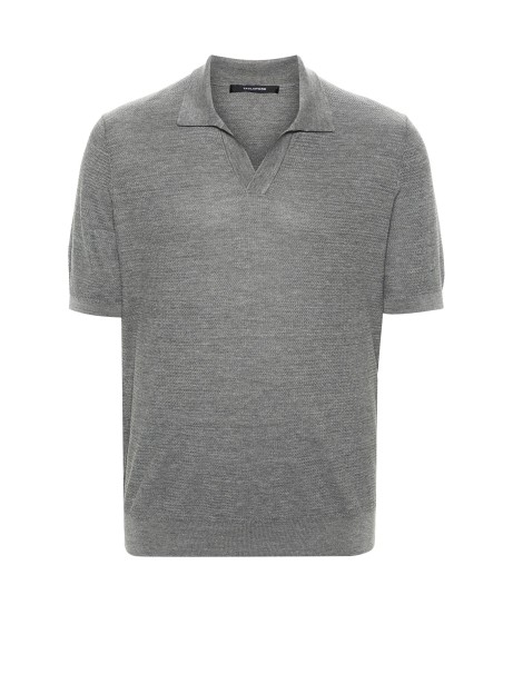 Gray polo shirt with short sleeves