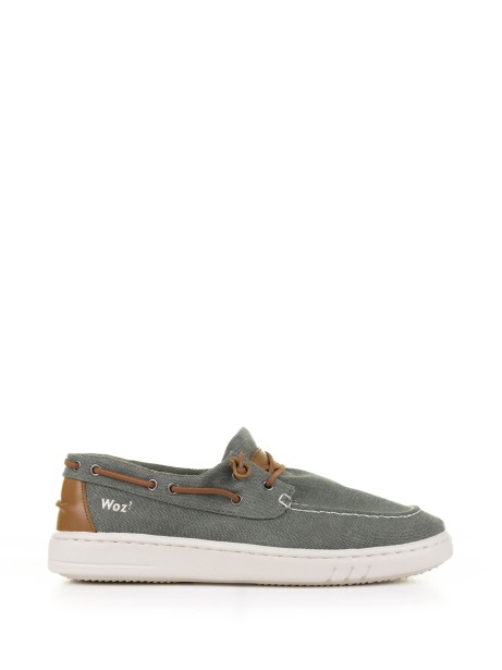 Green fabric boat shoe