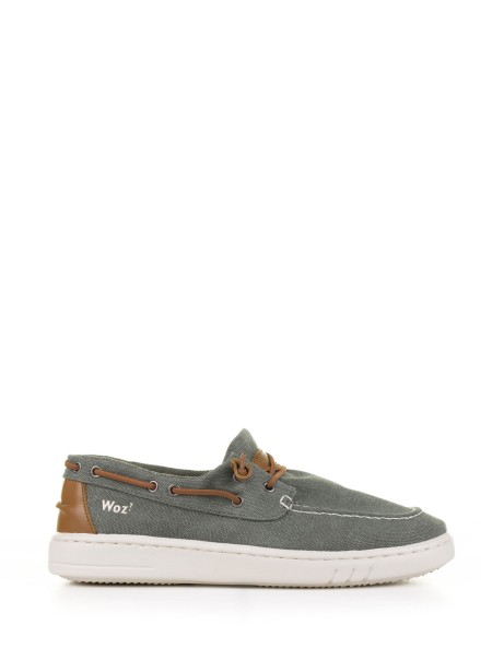 Green fabric boat shoe Green fabric boat shoe