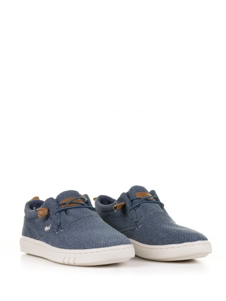 Blue fabric boat shoe 2