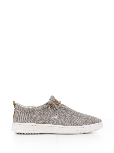 Taupe fabric boat shoe