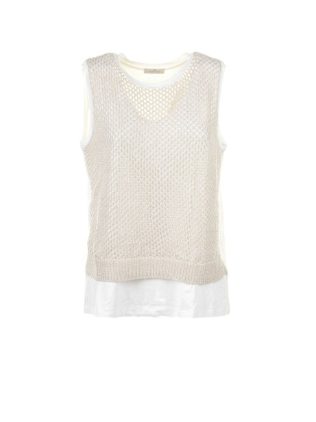 Beige perforated tank top