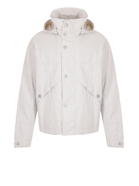 White jacket with buttons and hood