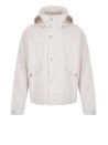 White jacket with buttons and hood