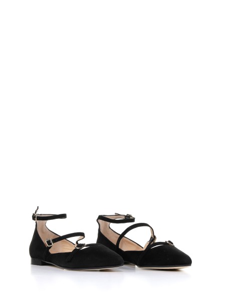 Suede ballerina with straps