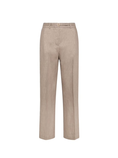 Beige trousers in lurex and linen