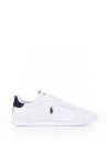 White and blue leather sneaker with logo