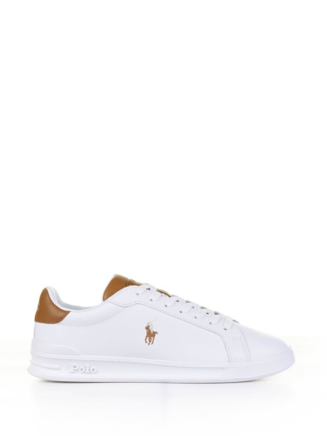 White brown leather sneaker with logo