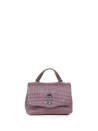 Purple Postina Baby Net bag in raffia and leather