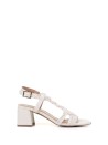 White sandal with strap and heel