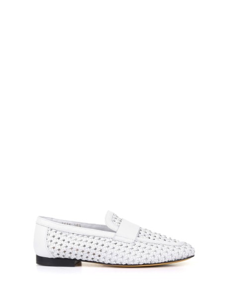 White perforated leather moccasin