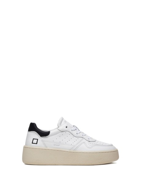 White women's sneaker in leather and contrasting sole