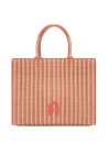 Opportunity shopping bag in raffia con disegno a righe all-over color arancio