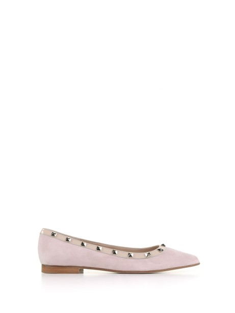 Suede ballerina with studs detail