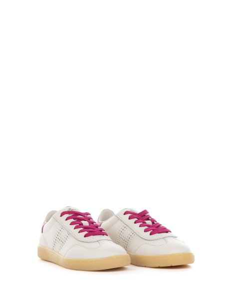 Sneakers Cool in pelle bianco fuxia e fondo a contrasto 2