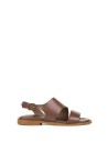 Low brown leather sandal