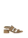 Suede sandal with heel