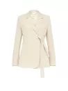 Giacca blazer beige melange con cintura