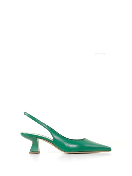 Slingback in green leather