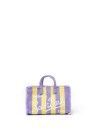 Cell phone holder in purple yellow striped canvas