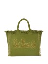Vanity shoulder bag in green canvas