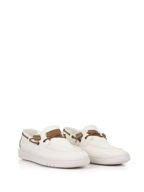 Mocassino da barca bianco beige 2