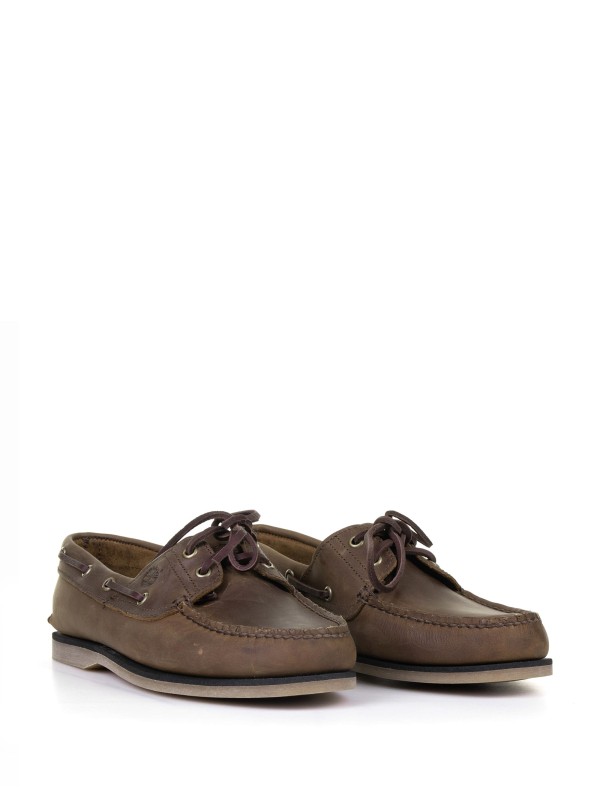 Brown leather boat moccasin