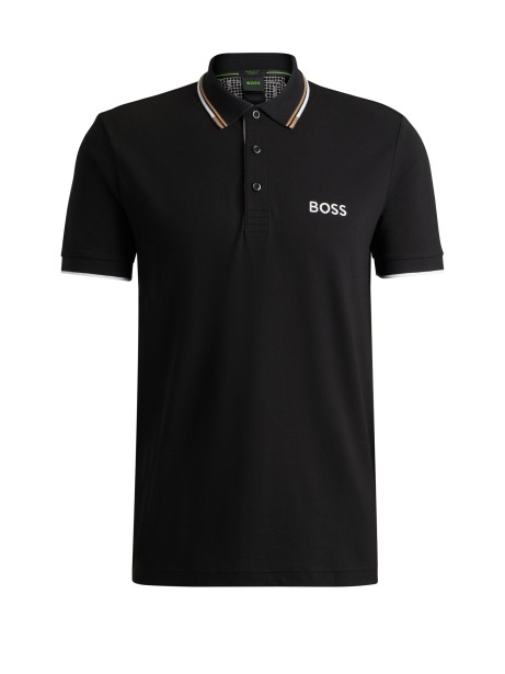 Polo regular fit nera con logo a contrasto