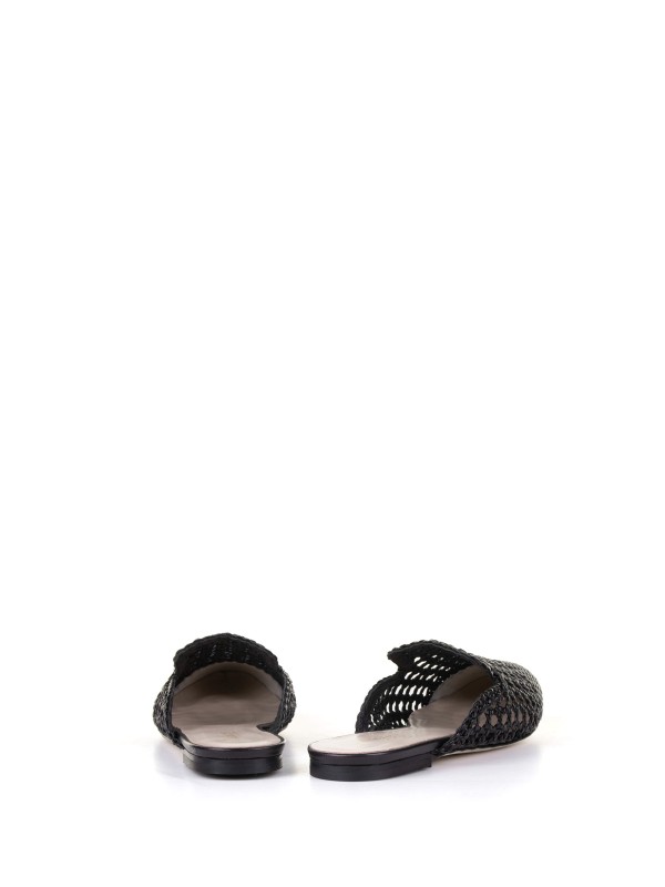 Woven black mule