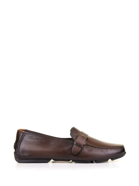 Mocassino marrone in pelle con fibbia Mocassino marrone in pelle con fibbia