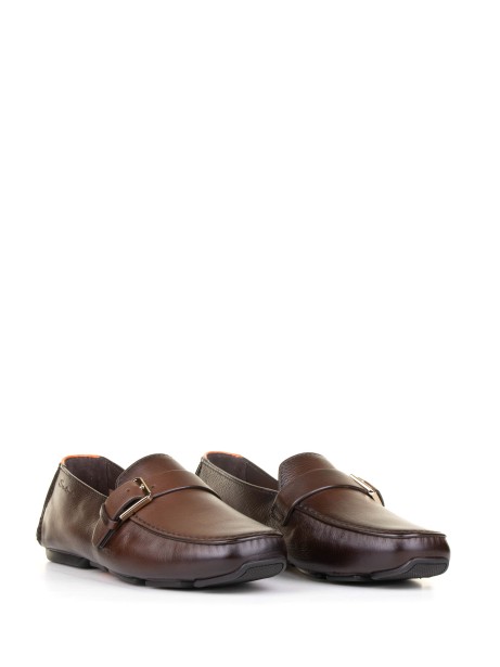 Mocassino marrone in pelle con fibbia