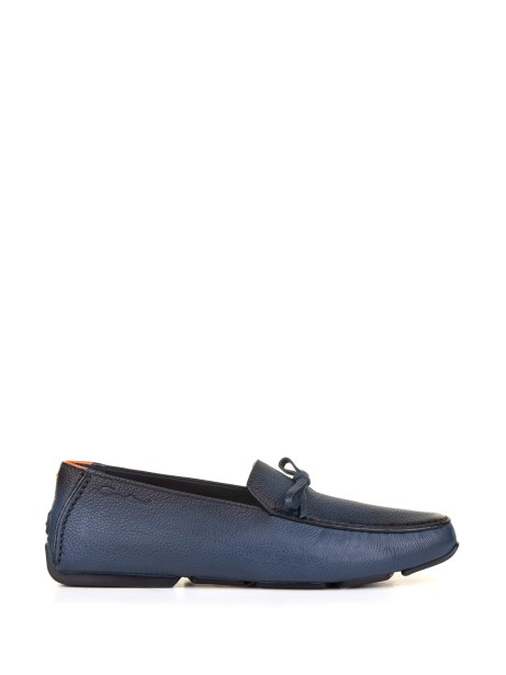 Blue leather moccasin