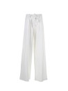 Pantalone a vita alta bianco in lino