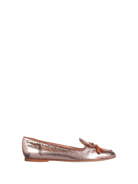 Loafers With Bow In Golden Leather
