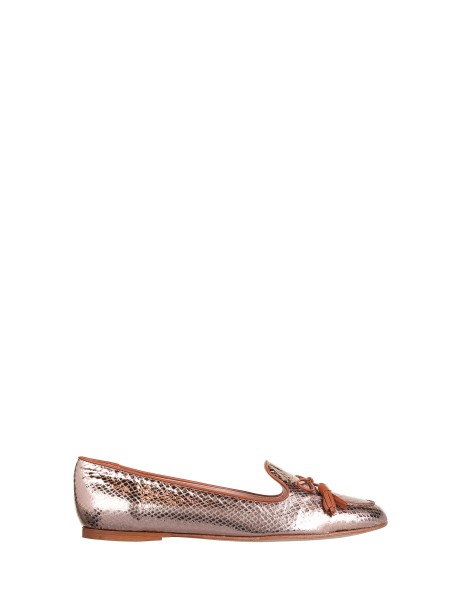 Loafers With Bow In Golden Leather Loafers With Bow In Golden Leather