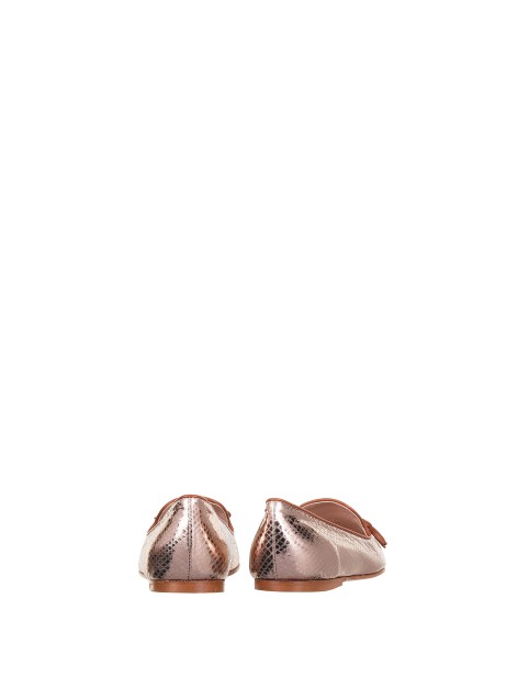 Loafers With Bow In Golden Leather