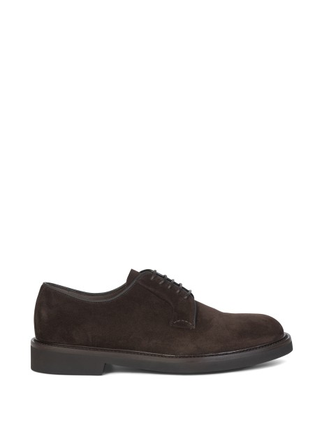 Derby in dark brown suede