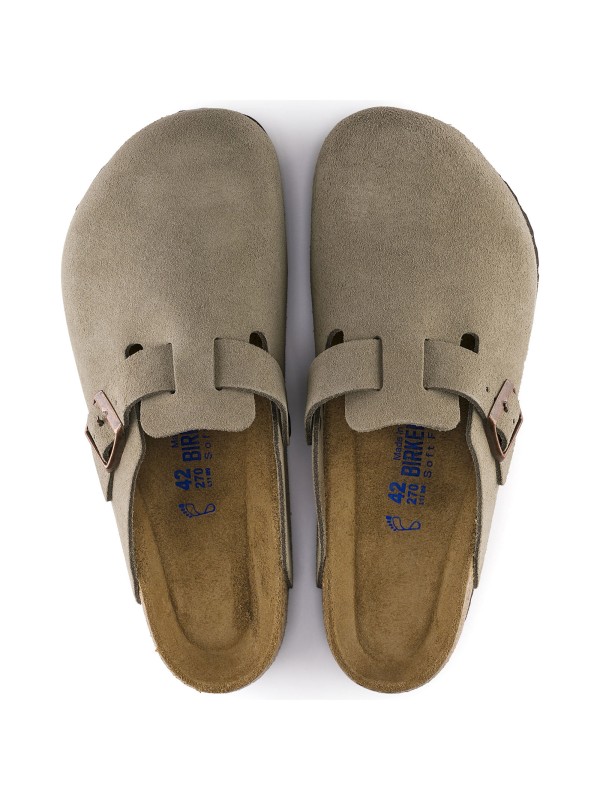 Boston sabot in dove gray suede