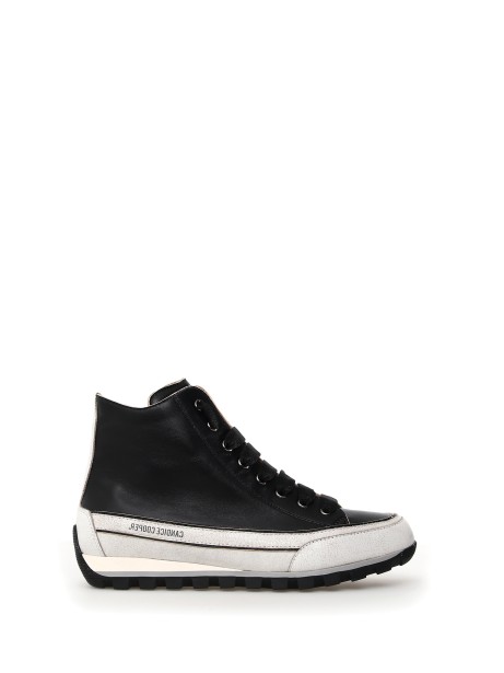 Black nappa leather high-top sneaker