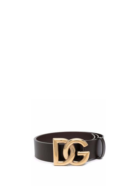 Leather belt with golden logo