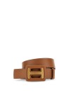 Hammered leather belt with maxi buckle