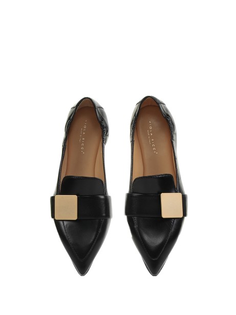 Nappa leather moccasin with plaque