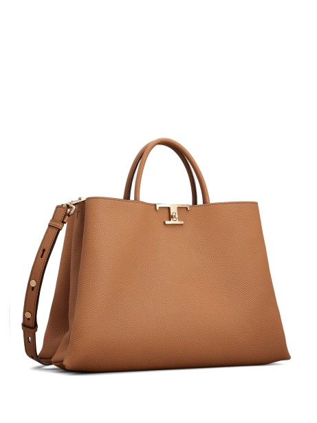 【関税・送料込み】Borsa T Timeless Media In Pelle Traforata Woman ORANGE T Timeless Shopping Bag in Raffia and Leather