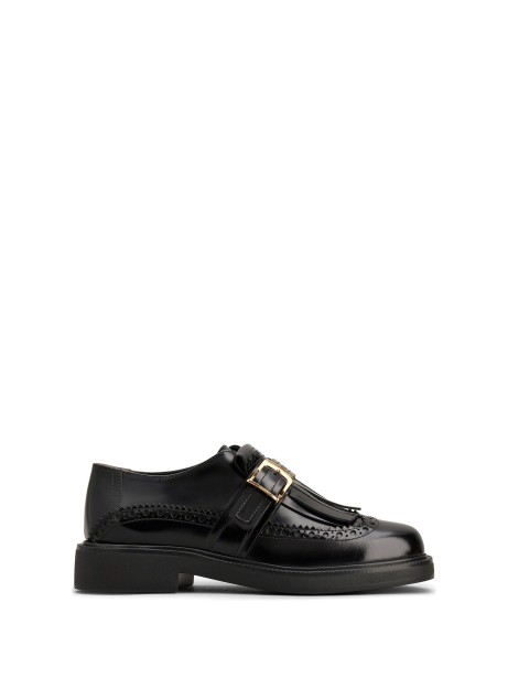 Monk Strap in leather with English dovetail stitching and fringe