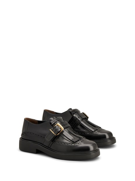 Monkstrap in pelle con bucature all'inglese a coda di rondine e frangetta 2