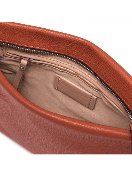 Leather Brenda clutch bag, with a detachable chain strap in resin