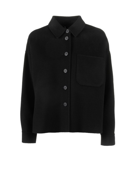 Black Wool Jacket with Buttons